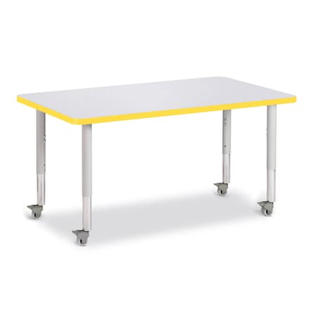 Jonti-Craft Berries Rectangle Activity Table, 30 in. x 48 in., Mobile, Freckled Gray/Yellow/Gray 6473JCM007